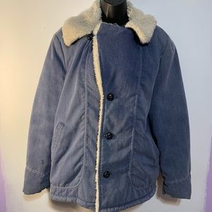 Vintage Retro Montgomery Ward Denim Sherpa Lined Barn/Chore Coat